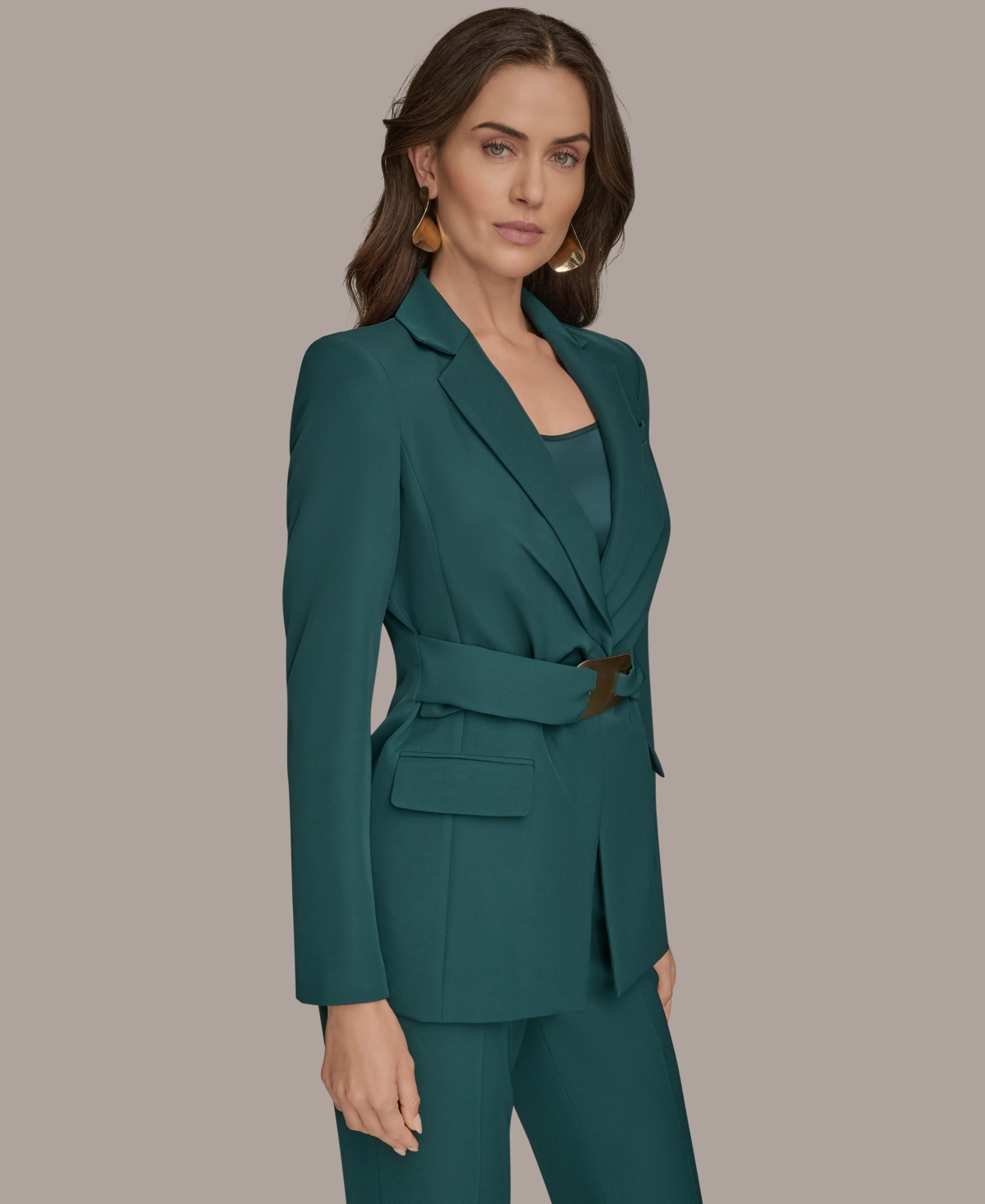 Donna Karan Women's Belted Hardware Jacket, Regular & Petite In Green