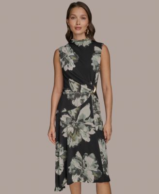 Donna Karan New York - Women's Printed Sleeveless High-Neck Fit & Flare Dress