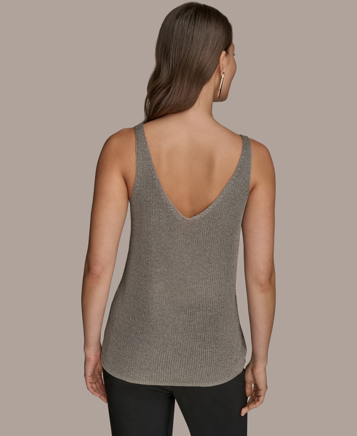 Donna Karan New York Metallic Sleeveless Sweater In Green
