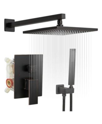 Luxurious Single Handle 2-Spray 10 in. Wall Mount Square Shower Head with Hand Shower Faucet