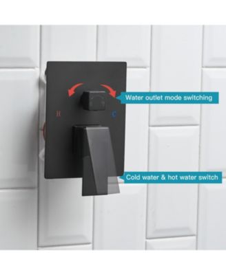 Luxurious Single Handle 2-Spray 12 in. Wall Mount Square Shower Head with Hand Shower Faucet in Brushed Gold