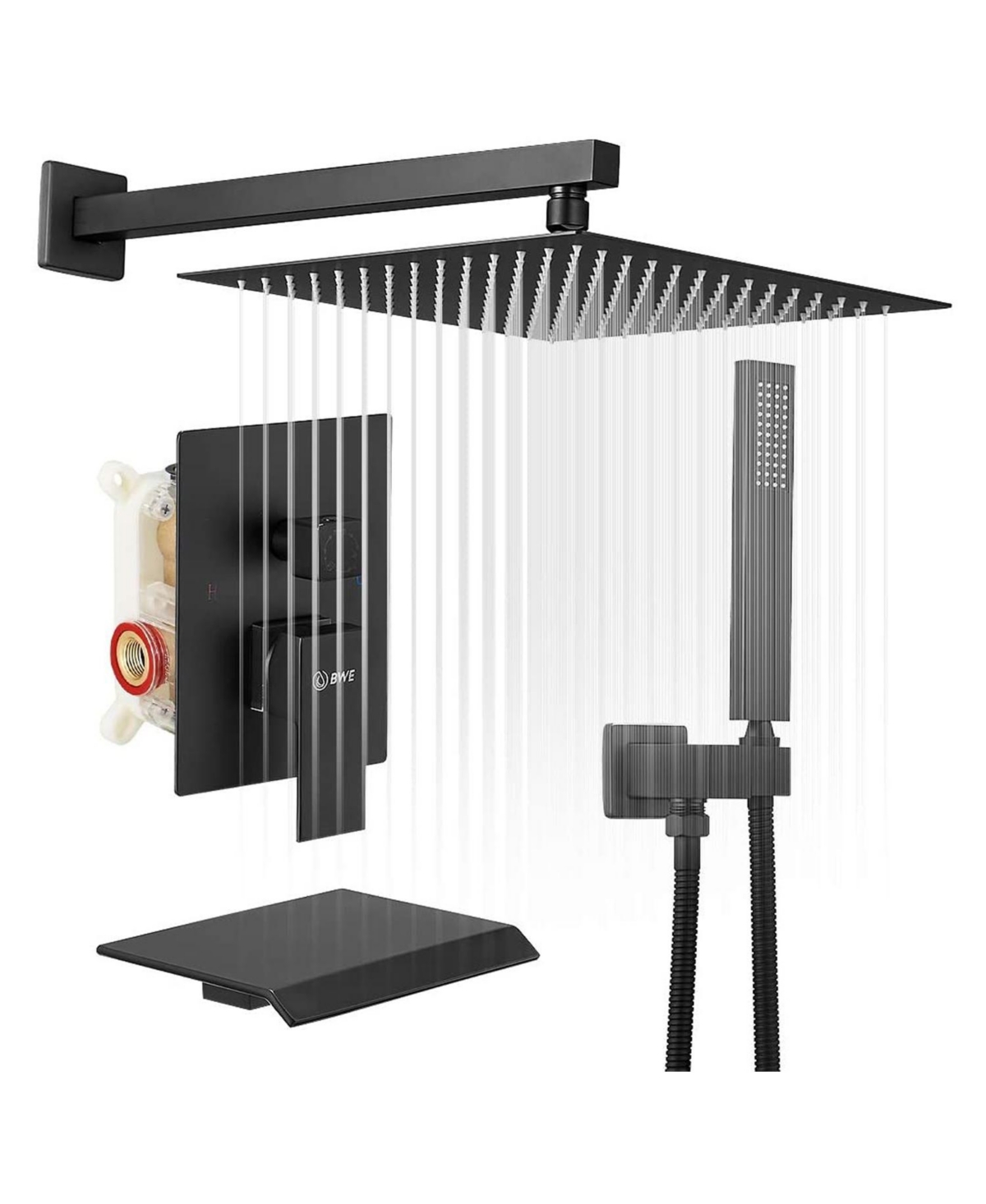 3-Spray Patterns With 2.5 Gpm 12 in. Showerhead Wall Mounted Dual Shower Heads With Valve in Brushed Nickel - Oil rubbed bronze