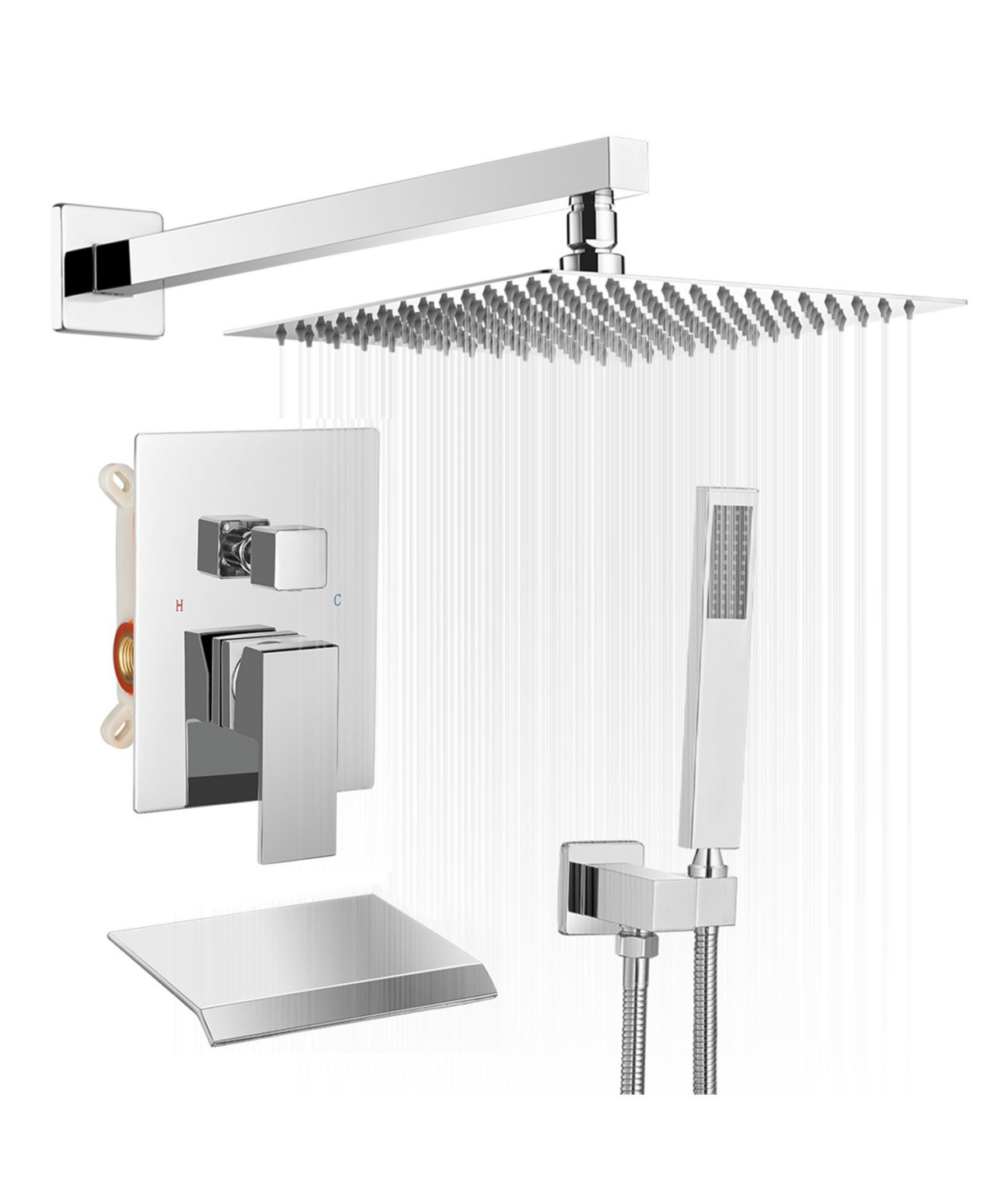 3-Spray Patterns With 2.5 Gpm 12 in. Showerhead Wall Mounted Dual Shower Heads With Valve in Brushed Nickel - Oil rubbed bronze