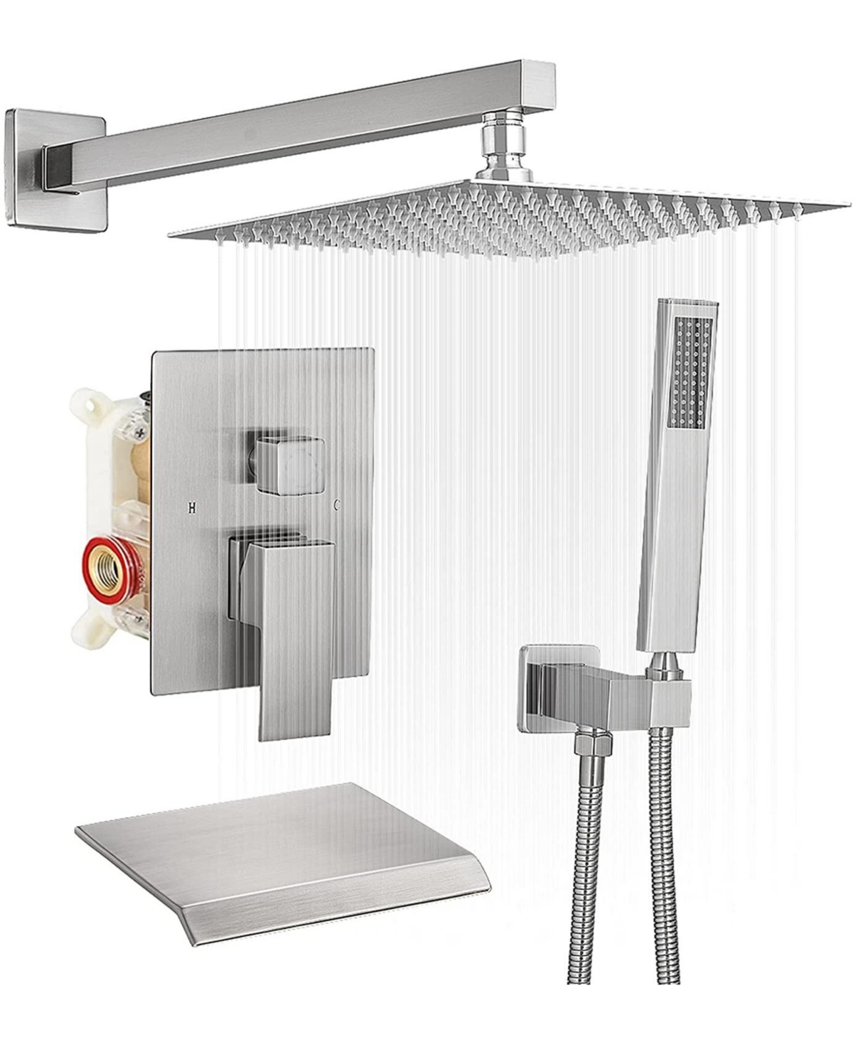3-Spray Patterns With 2.5 Gpm 12 in. Showerhead Wall Mounted Dual Shower Heads With Valve in Brushed Nickel - Oil rubbed bronze
