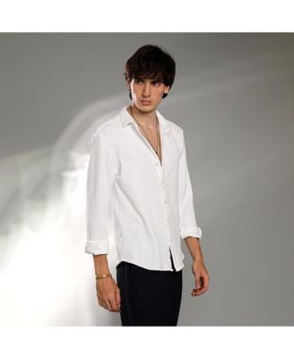 Men's Chalk White Rope-Textured Shirt
