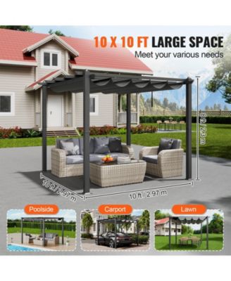 Outdoor Retractable Pergola with Sun Shade Canopy Aluminum