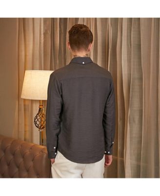 Men's Charcoal Grey Breezy Wrinked Relaxed Shirt