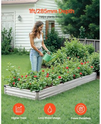 Durable Galvanized Metal Raised Garden Bed Planter Box for Outdoor Gardening