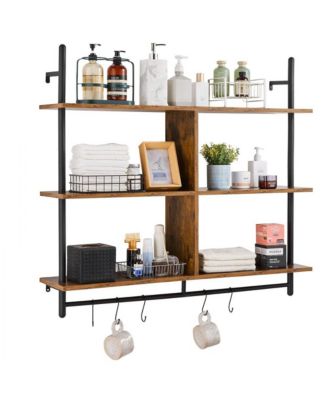 Industrial Pipe Shelf 3 Tier Wall-Mount for Kitchen Bedroom