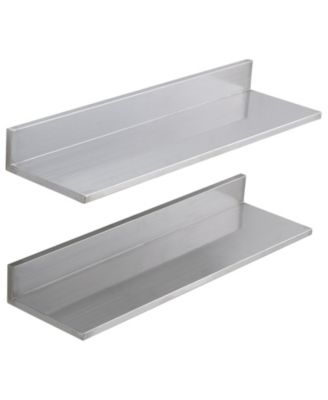 2 Pack Stainless Steel Wall Shelf with Backsplash 44 lbs Load for Kitchen Bar or Hotel