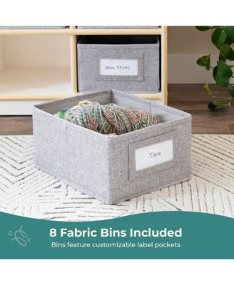 EdQ 8 Cubby Toy Storage Organizer 30" - Natural: Wooden Cube Bookshelf, Kids' Playroom and Bedroom Toy Organizer with Bins