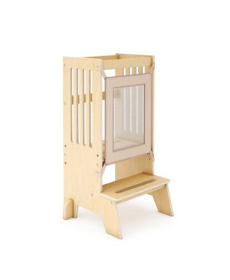 Jr. Contemporary Kitchen Helper Step-Up | Natural: Adjustable Wooden Montessori Toddler Tower, Kitchen and Bathroom Step Stool for Kids