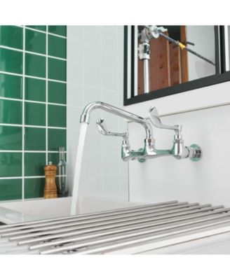 Double Handle 8 in. Swivel Spout 8 in. Center Wall Mount Standard Kitchen Faucet