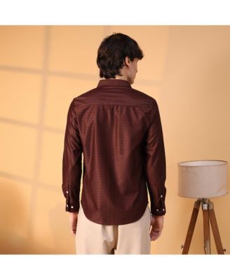 Men's Chocolate Brown Solid Honeycomb Shirt