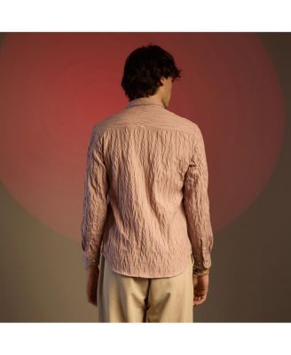 Men's Salmon Pink Grain-Textured Shirt
