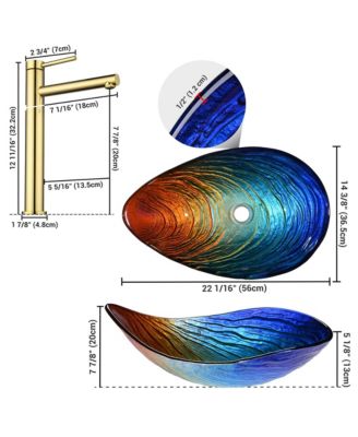 Bathroom Vessel Sink Tempered Glass WaterDrop Faucet Vanity Mixer Tap