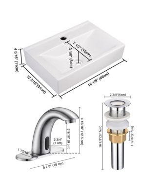 5" Touchless Bathroom Faucet with Rectangle Vessel Sink Auto Sensor