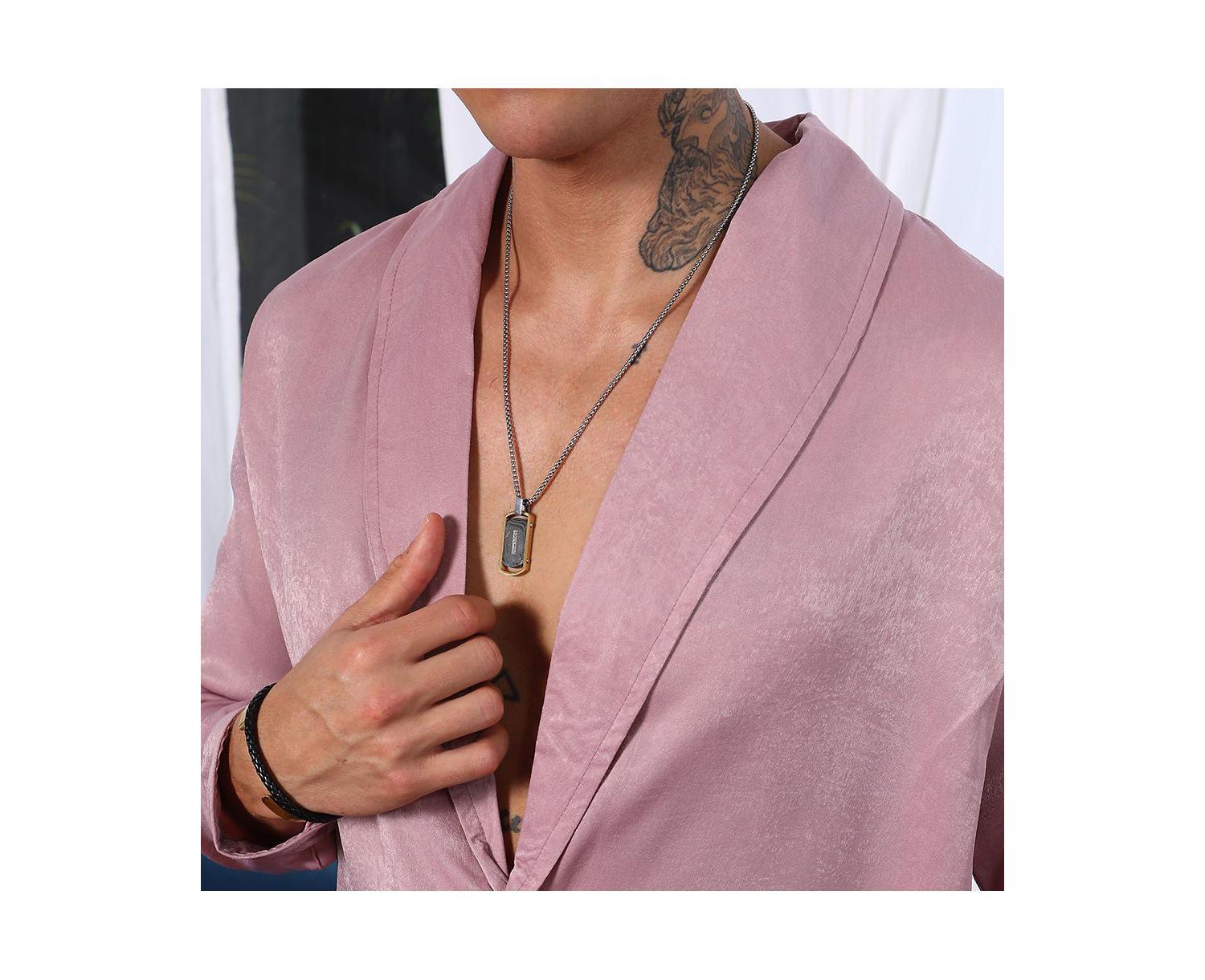 Men's Flamingo Pink Shawl Collar Shirt