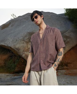 Men's Brown Stone Heathered Korean Oversized Shirt
