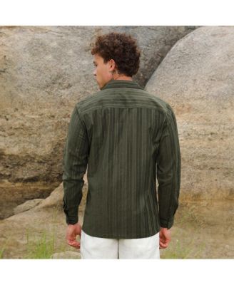 Men's Fern Green Multitrack-Striped Shirt