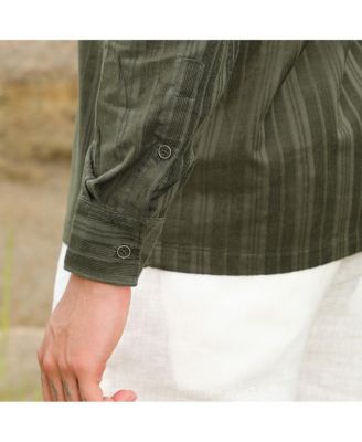 Men's Fern Green Multitrack-Striped Shirt