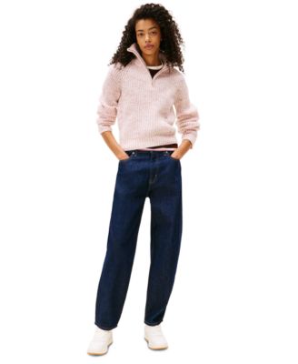 Tommy Jeans - Women's Textured Quarter-Zip Long-Sleeve Sweater