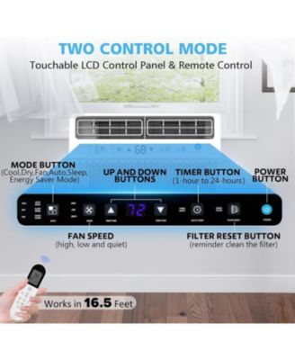 12,000 BTU Window AC Quiet Energy Efficient Cools up to 550 SqFt 6 in 1 Modes 3 Fan Speeds Remote Control Touch Panel for Home or Office