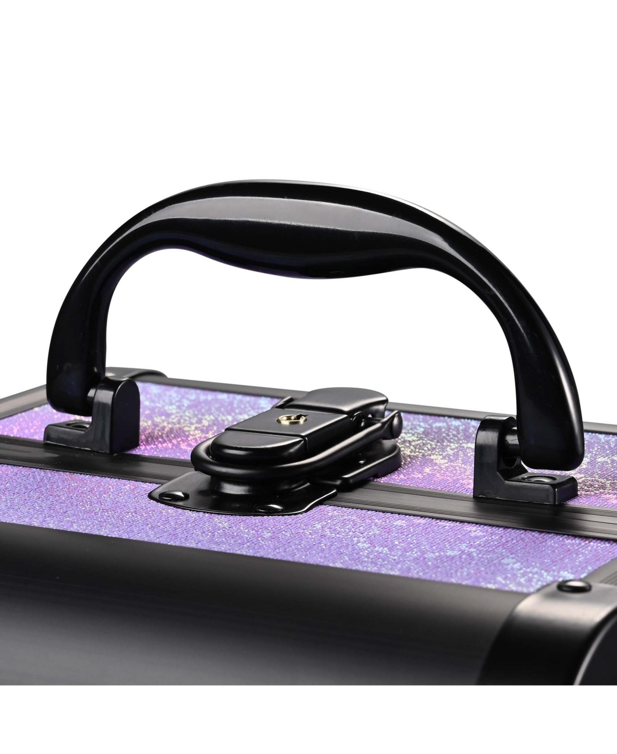 Byootique Portable Rolling Nail Table Kit with Makeup Train Case Aluminum Purple