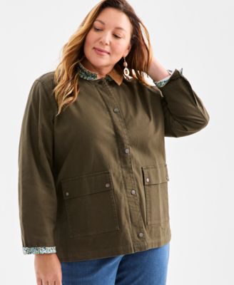 Plus Size Canvas Collared Utility Jacket, Macy's Exclusive
