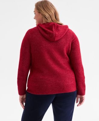 Plus Size Zip-Front Hooded Luxsoft Sweater, Macy's Exclusive