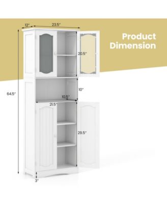 Bathroom Storage Cabinet with Frost Glass Doors and Shelves