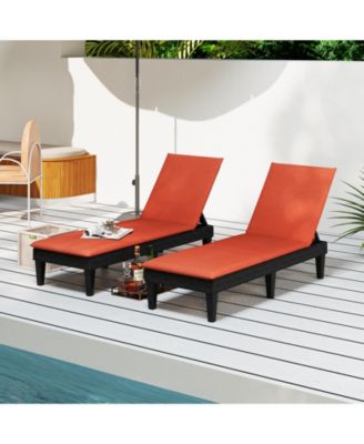 2PCS Patio Lounge Chair Recliner Chair w/ 3-Position Adjustable Backrest & Cushion