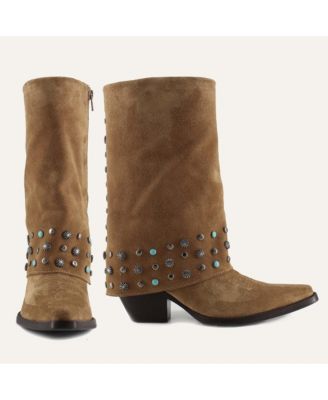 Arianna Old Gold  Leather Cowgirl Boots - Stylish Western Footwear & Comfort By Buck & Brana