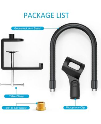 k08g USB Recording Microphone Gold and H1 Gooseneck Mic Arm Stand