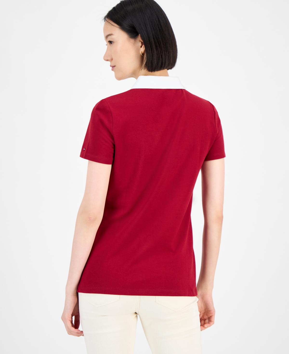 Tommy Hilfiger Women's Pieced Pique Short-sleeve Polo Shirt In Red