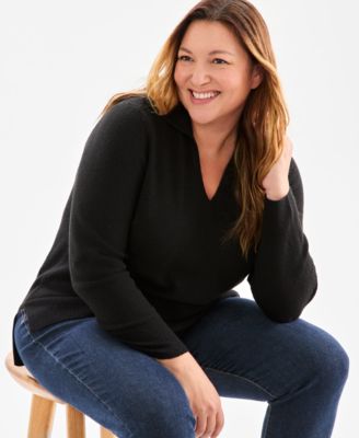 Plus Size Johnny Collar Luxsoft Sweater, Macy's Exclusive