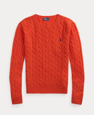 Women's Cable Wool-Cashmere Crew Neck Sweater