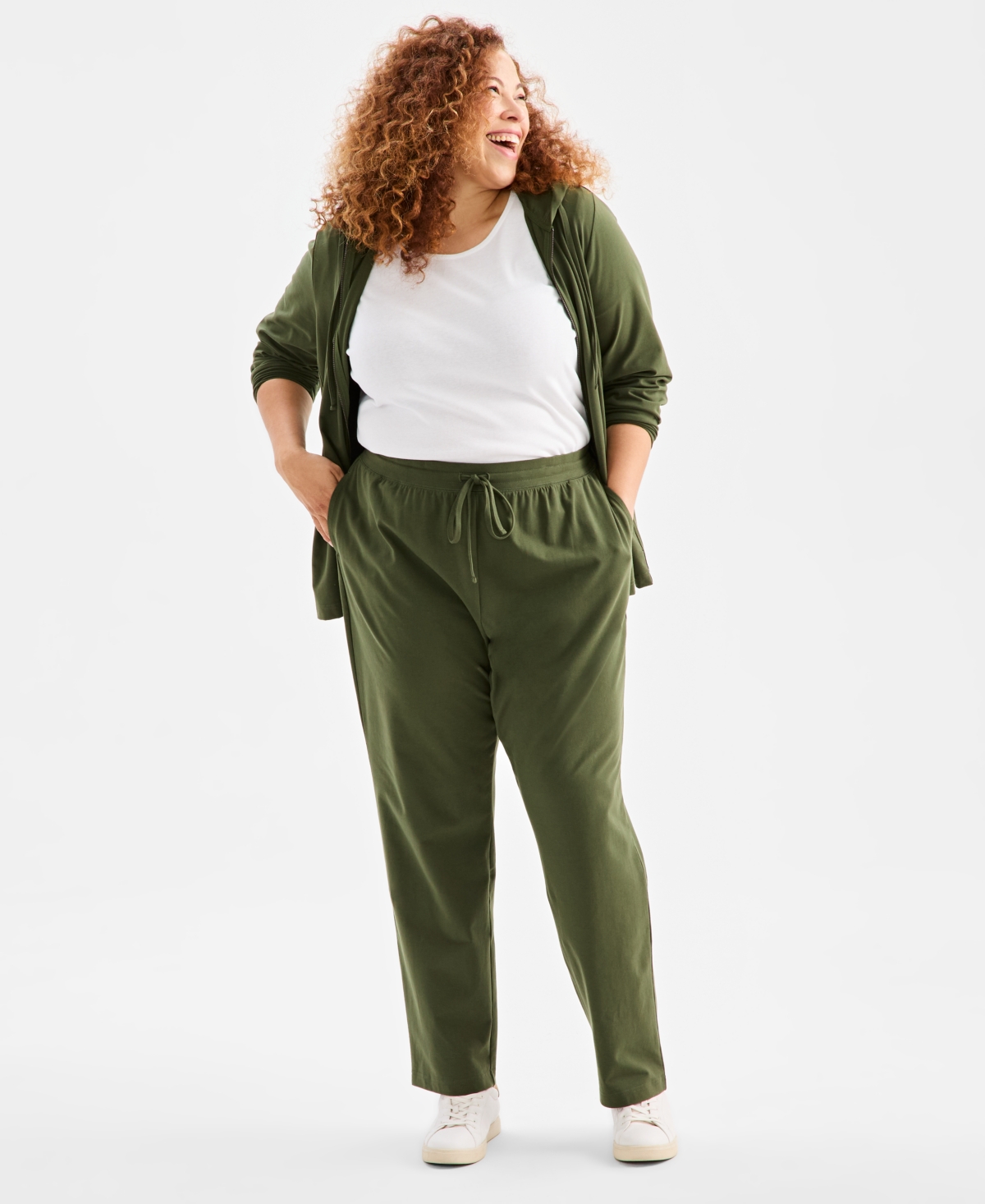 Style & Co Plus Size Knit Pull-on Pants, Exclusively At Macy's In Green