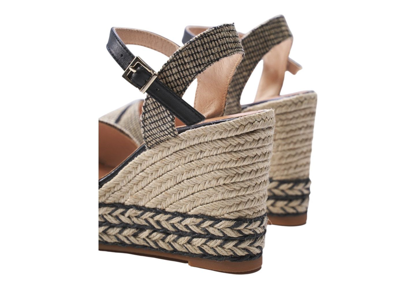 Женские сандалии VISCATA Empuria Canvas Espadrille Sandal Wedges Ankle Strap, цвет: Чёрный — фото 3
