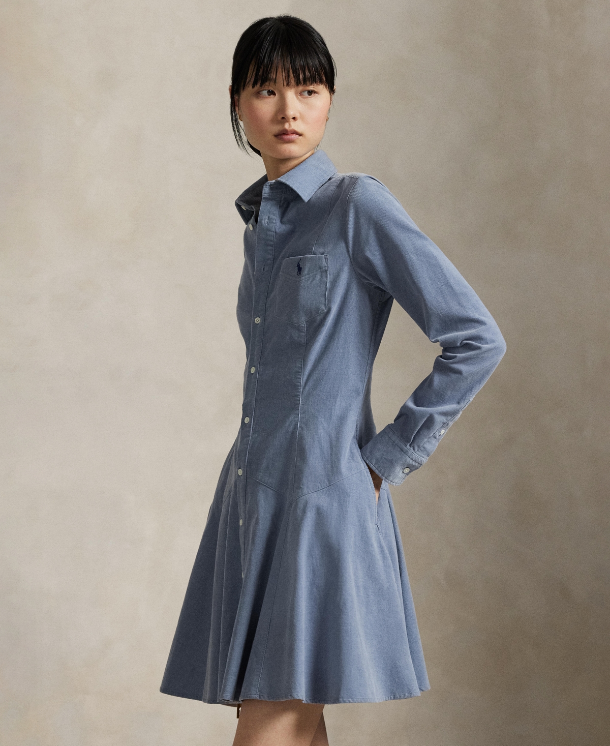 Polo Ralph Lauren Women's Cotton Corduroy A-line Shirtdress In Blue