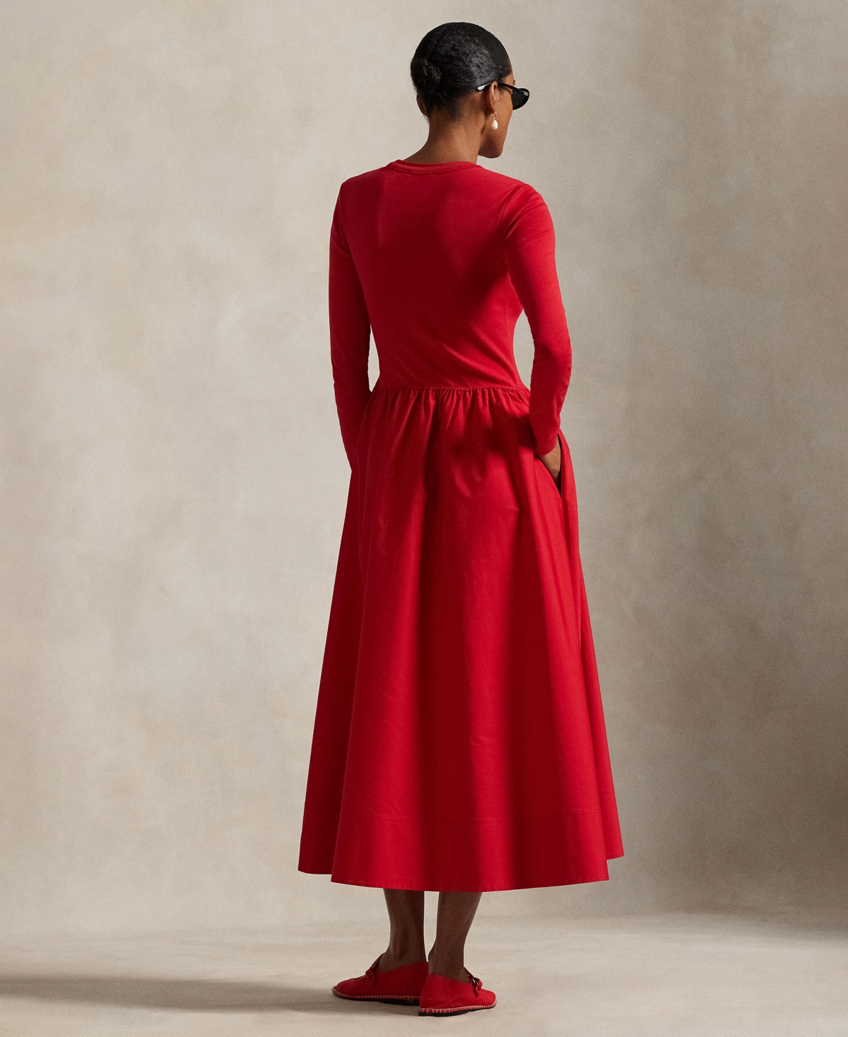 Polo Ralph Lauren Women's Cotton Long-sleeve Dress In Red