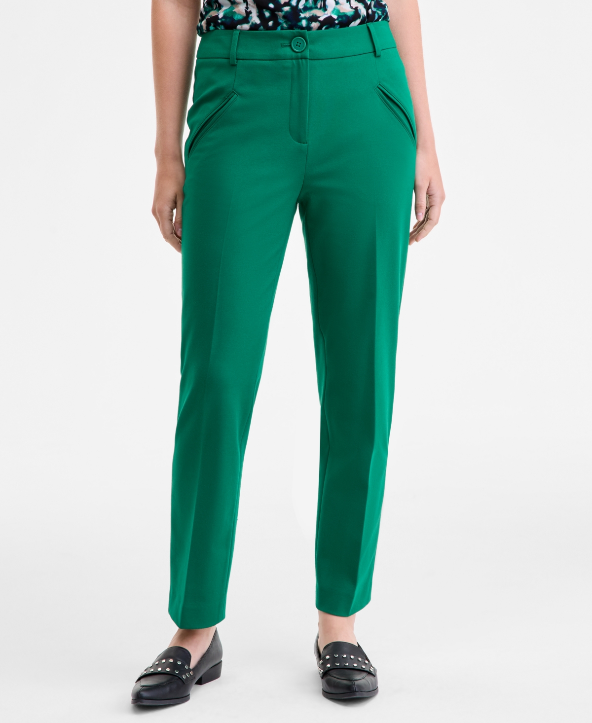 Bar Iii Women's Compression High-rise Straight-leg Pants, Macy's Exclusive In Green