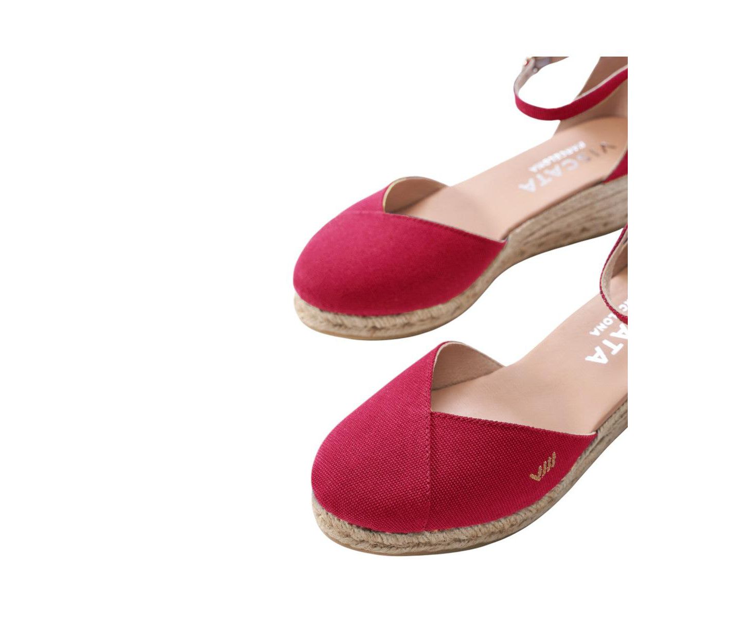 Женские сандалии VISCATA Formiga Canvas Espadrille Wedges Ankle Strap, цвет: Красный — фото 2