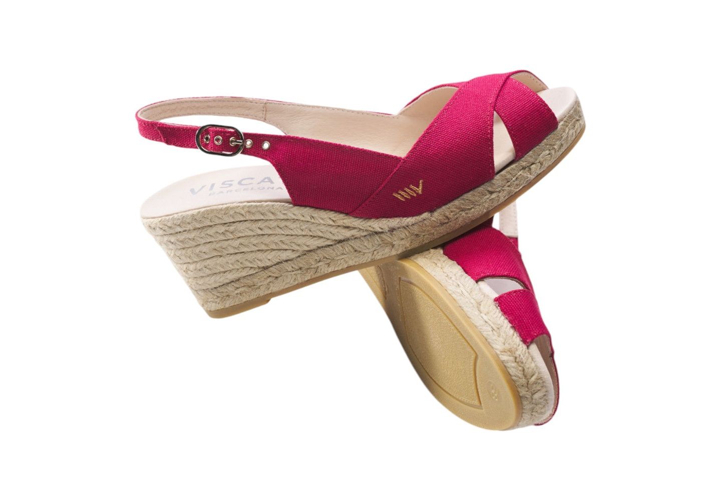 Женские сандалии VISCATA Llansa Archive Canvas Espadrille Sandal Wedges Slingback, цвет: Вишнёвый — фото 3