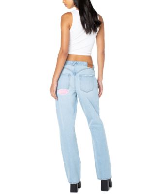 Women's Patched Straight-Leg Jeans