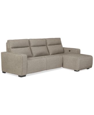 Miren 3-Pc. Fabric Chaise Sectional with 2 Power Headrest Recliners, Exclusively at Macy's