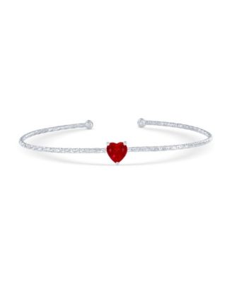 Simona Sterling Silver Birthstone Cz Heart Bangle - Ruby 45$