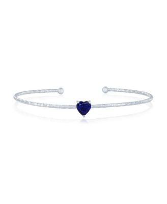 Sterling Silver, Birthstone CZ Heart Bangle