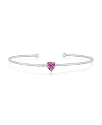 Sterling , Birthstone CZ Heart Bangle