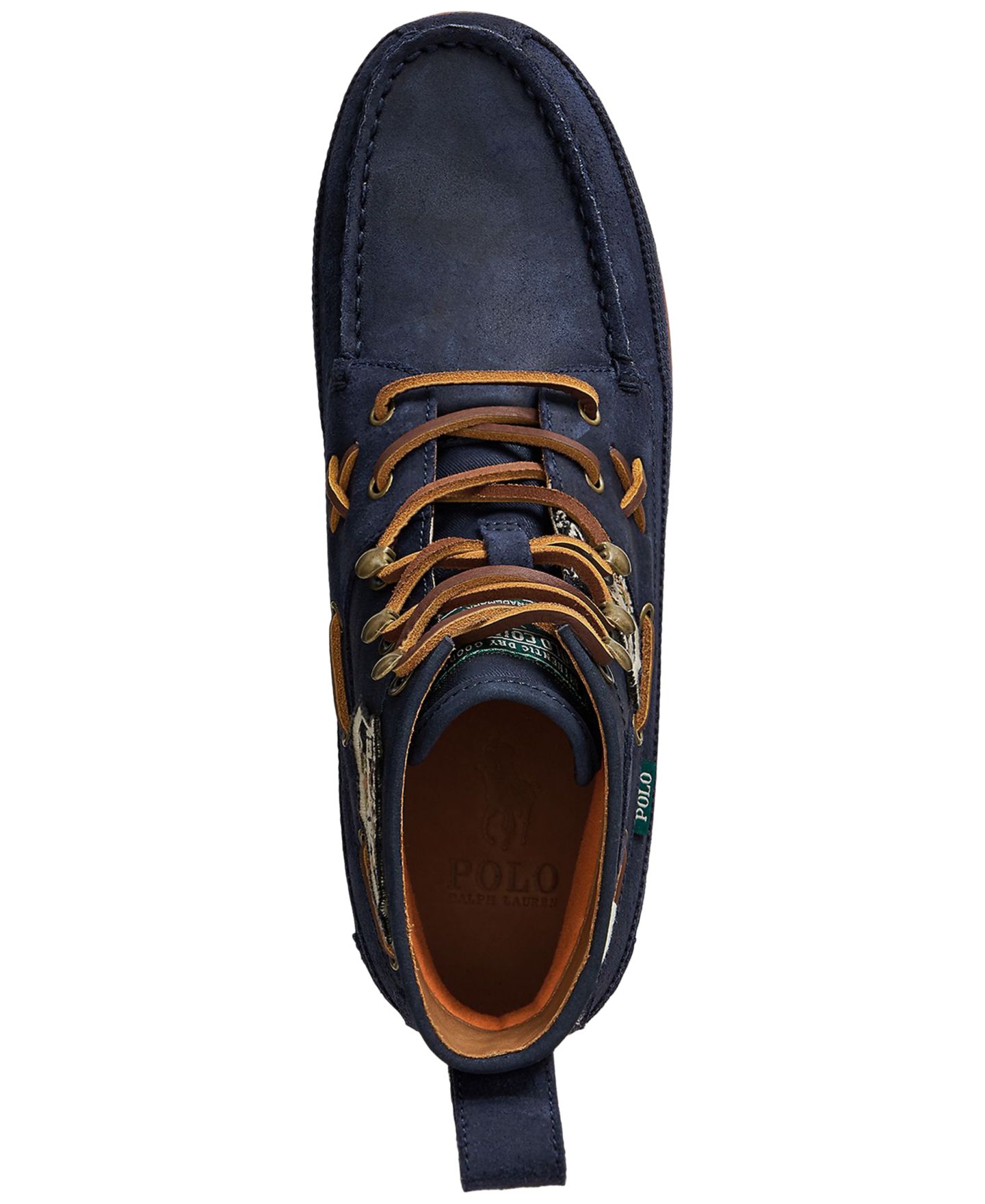Мужские ботинки Polo Ralph Lauren Ranger Mid Suede & Twill, цвет: Тёмно-зелёный тёмно-синий — фото 4